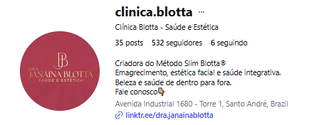 Perfil @clinica.blotta — Clínica Blotta, Saúde e Estética