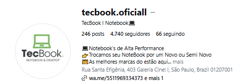 Perfil @tecbook.oficiall — TecBook, notebooks de alta performance