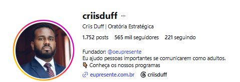 Perfil @criisduff — Criis Duff, Oratória Estratégica