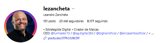 Perfil @lezancheta — Leandro Zancheta, Estrategista Digital